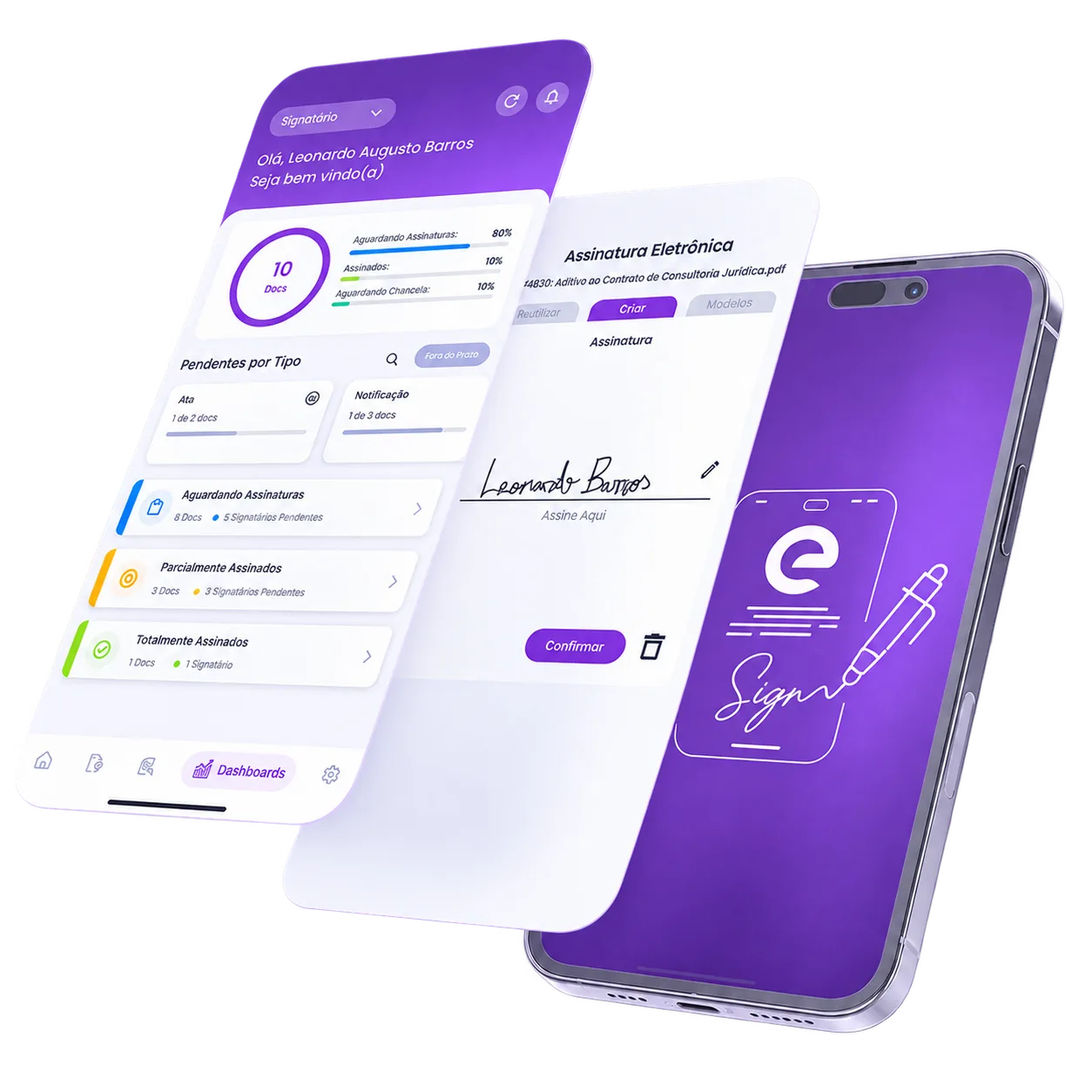 Aplicativo ElevaSign em dispositivos móveis