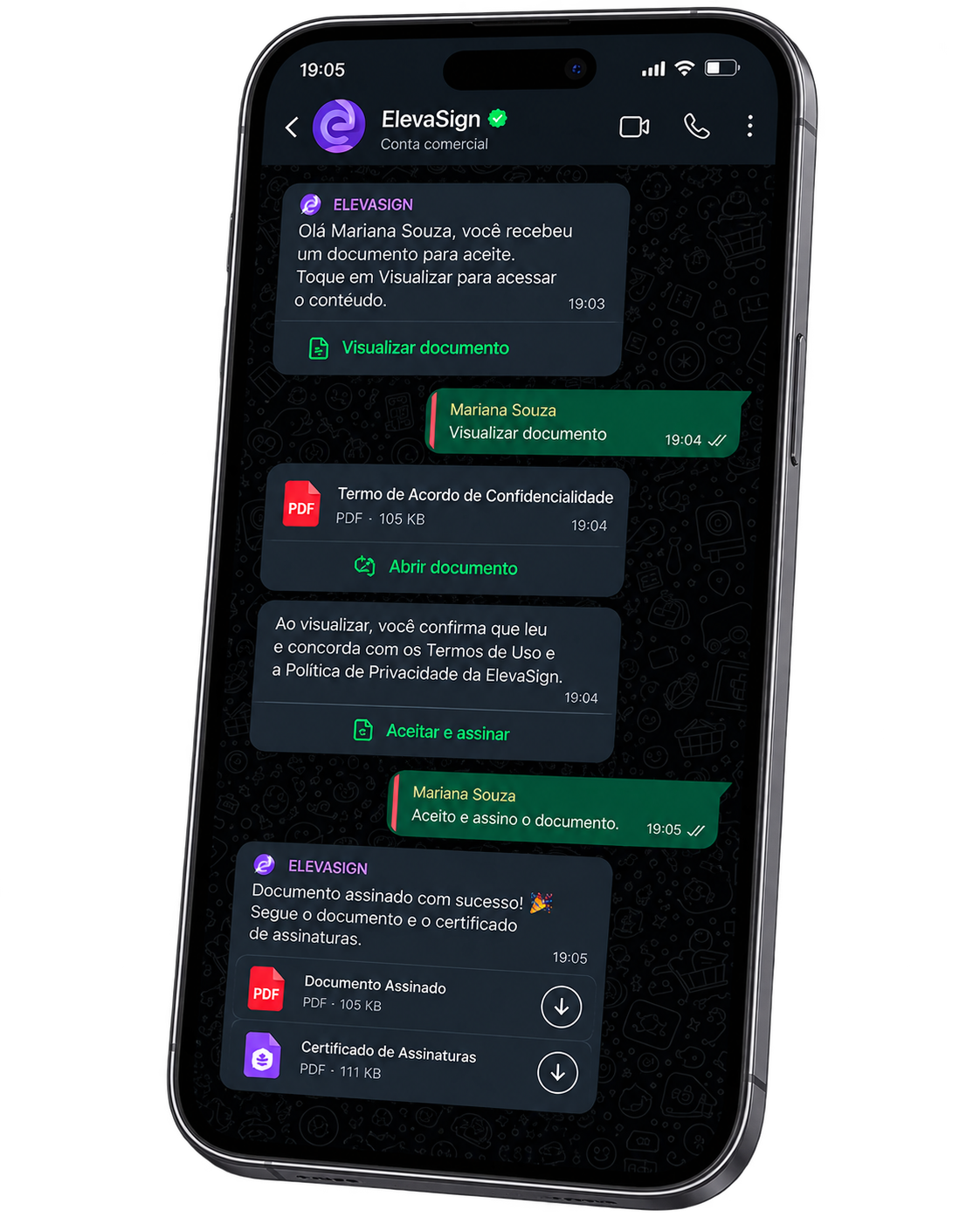 Assinatura de documentos pelo WhatsApp com ElevaSign