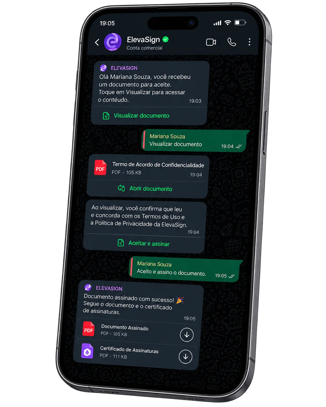 Assinatura de documentos pelo WhatsApp com ElevaSign