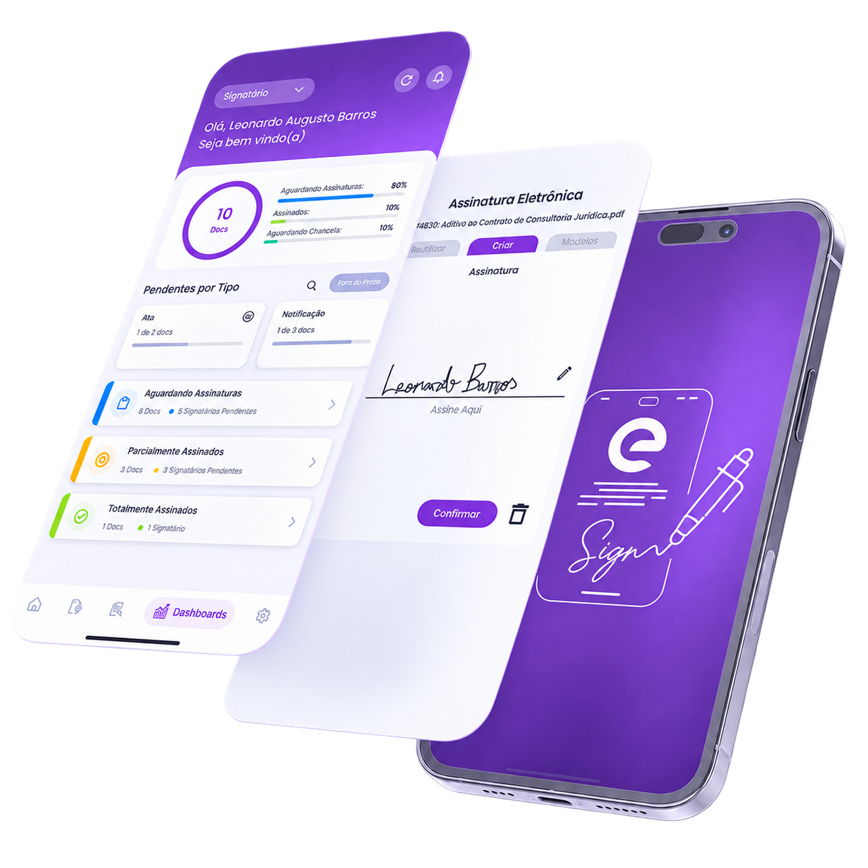 Aplicativo ElevaSign em dispositivos móveis