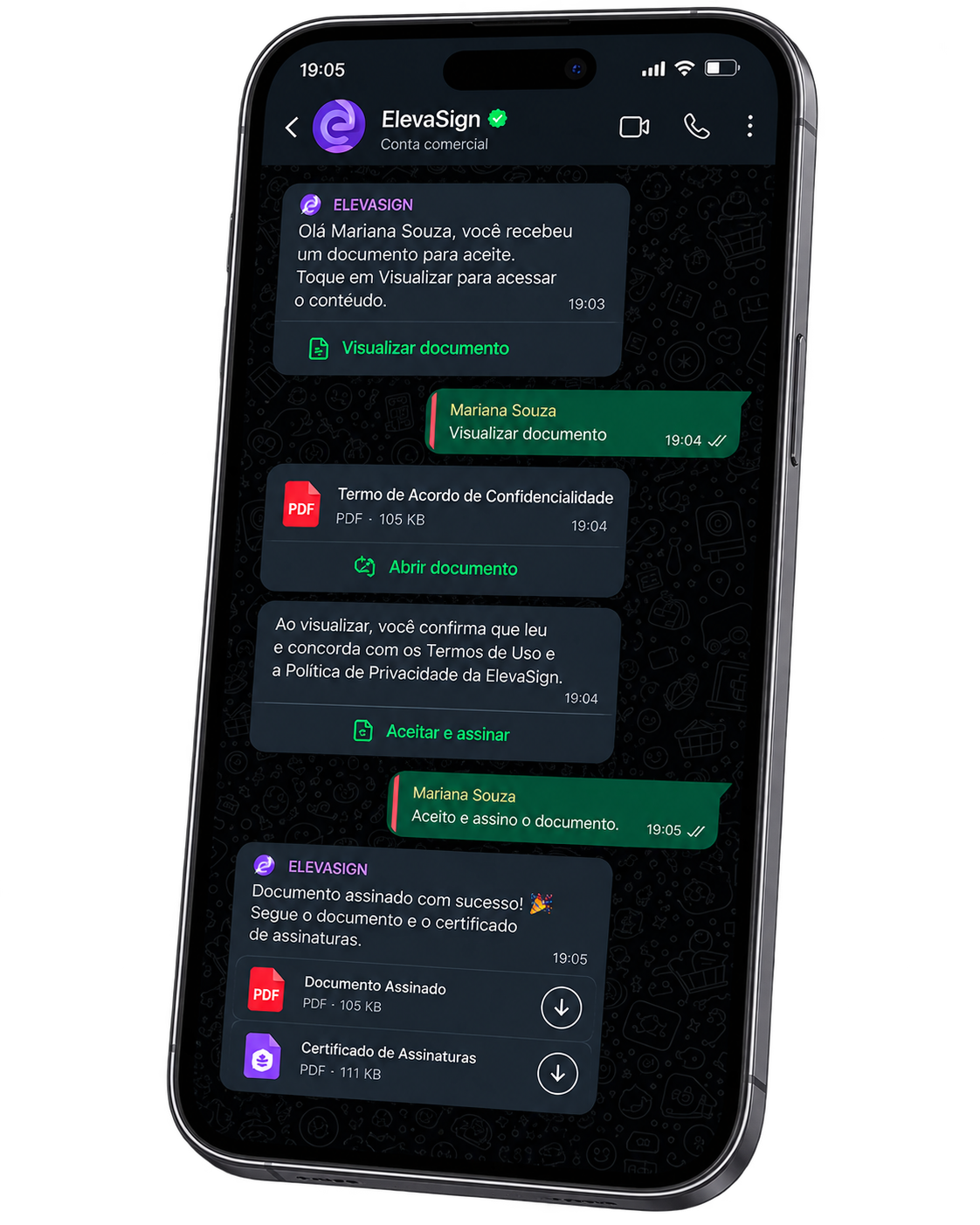 Assinatura de documentos pelo WhatsApp com ElevaSign